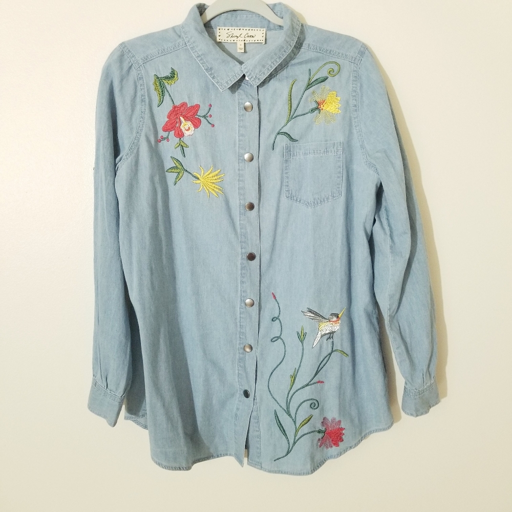 Cheryl Crow Pearl Snap western denim long sleeve
